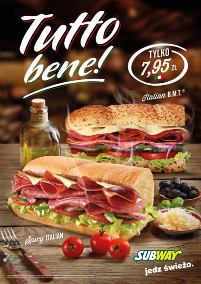 Superpromocje w restauracjach Subway BIZNES, Konsument - Restauracje SUBWAY® weszły w nowy rok z wyjątkową promocją. Kampanii Tutto Bene, która trwa do 20 marca, towarzyszą bezkonkurencyjne smaki.