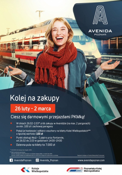 Kolej na zakupy, czyli Avenida dla podróżnych BIZNES, Konsument - Avenida nawiązała współpracę z Koleją Metropolitalną. Klienci poznańskiego Centrum będą podróżować PKMką za darmo!