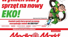 Tysiące produktów w obniżonych cenach w MediaMarkt BIZNES, Konsument - Nie warto czekać z wymianą sprzętu na nowocześniejszy. Już 6 listopada w MediaMarkt startuje akcja promocyjna pod hasłem „Wymień stary sprzęt na nowy eko”, dzięki której będzie można kupić tysiące produktów w znacznie obniżonych cenach. Promocja potrwa do 17 listopada.